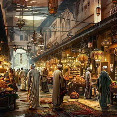 Market place in ancient Babylon