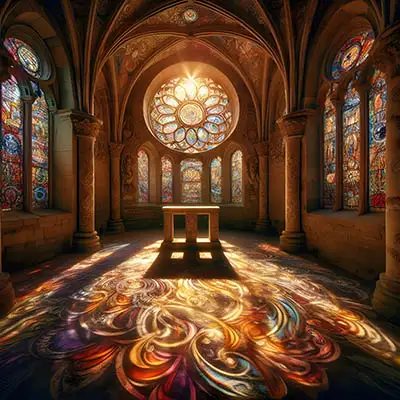 Brilliant light inside cathedral