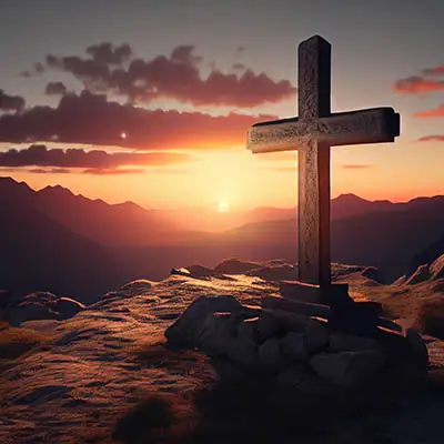 Crucifix at sunset