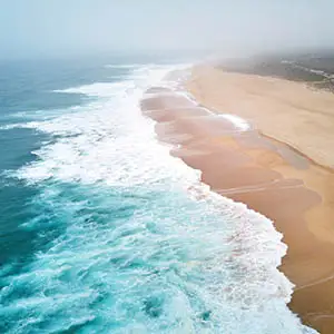 Waves meeting the shore